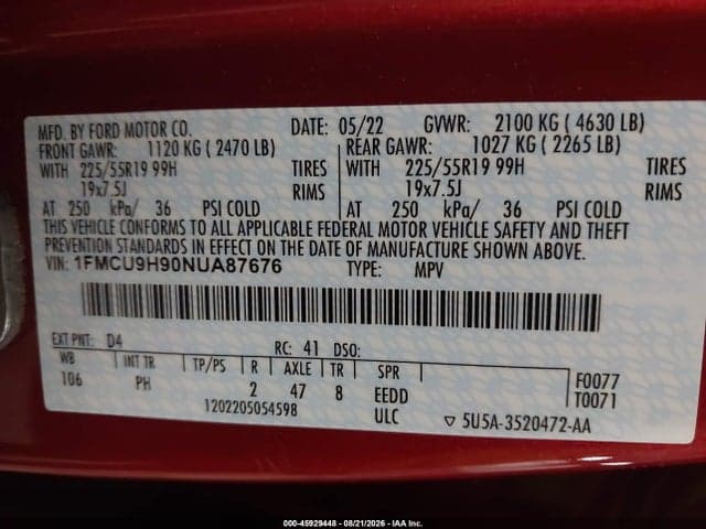 2022 FORD ESCAPE SEL 9