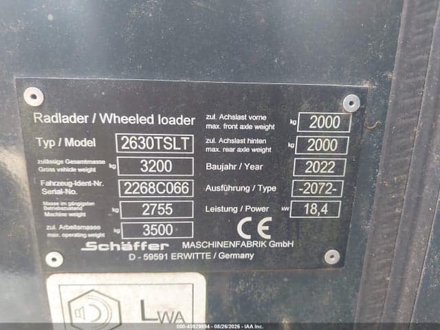 2022 SCHAFFER 2630T TRACTOR 9