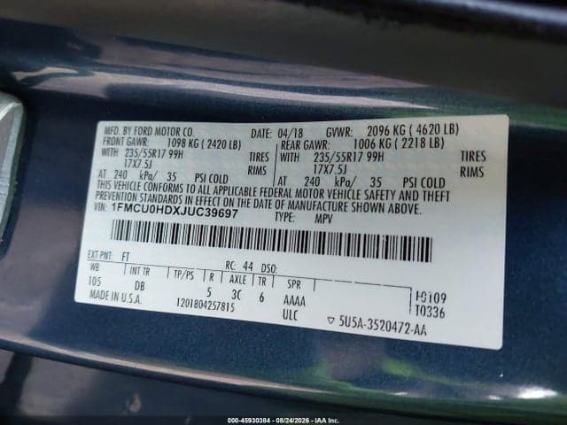 2018 FORD ESCAPE SEL 9