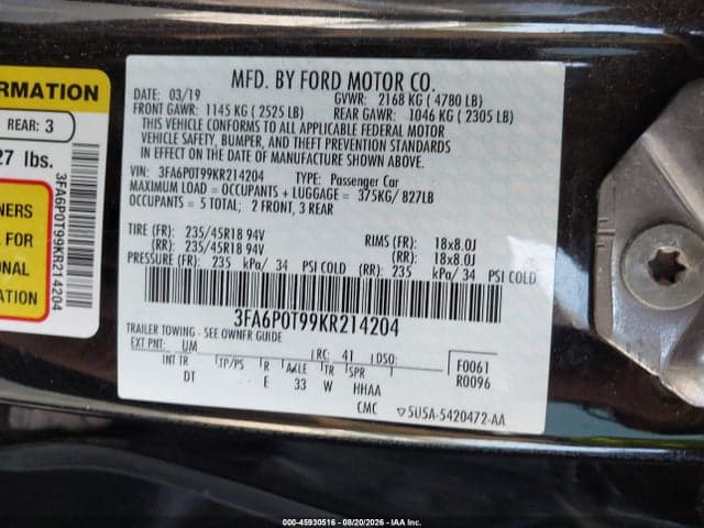 2019 FORD FUSION SE 9