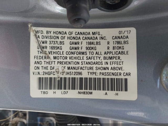 2017 HONDA CIVIC EX 9