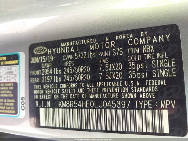 2020 HYUNDAI PALISADE LIMITED 9