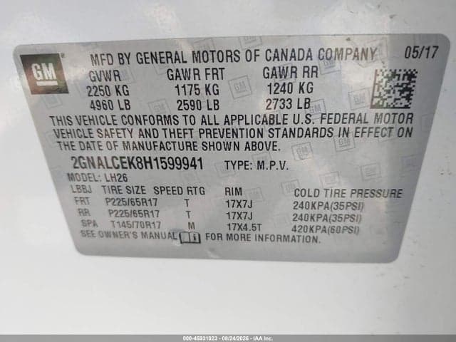 2017 CHEVROLET EQUINOX LT 9