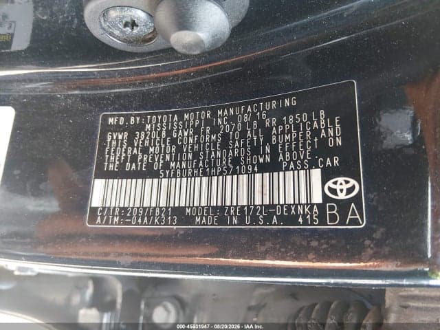 2017 TOYOTA COROLLA LE 9