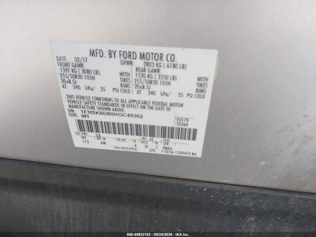 2017 FORD EXPLORER XLT 9