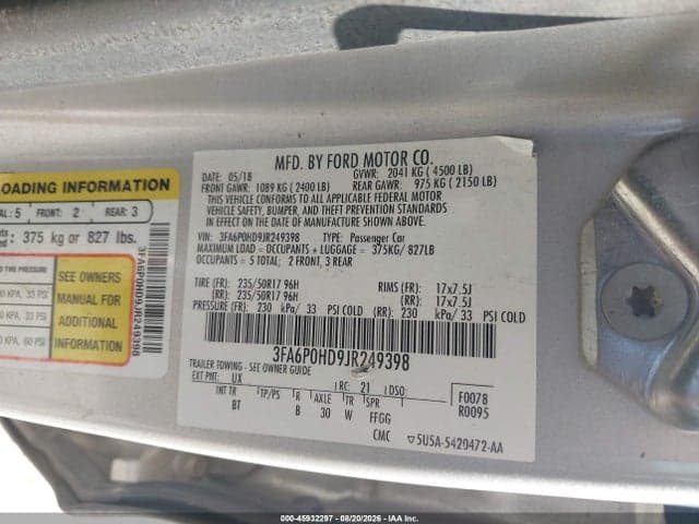 2018 FORD FUSION SE 9