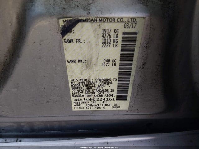 2017 NISSAN ALTIMA 2.5 S 9