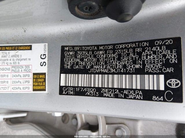 2021 TOYOTA COROLLA LE 9