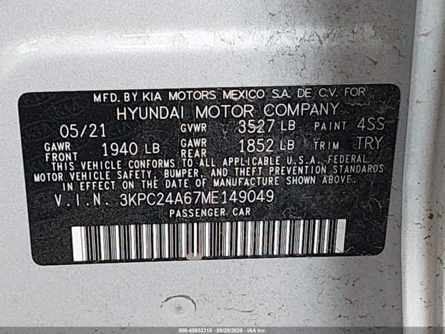 2021 HYUNDAI ACCENT SE 8