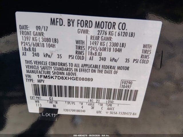 2017 FORD EXPLORER XLT 9