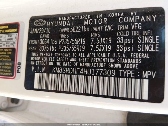 2017 HYUNDAI SANTA FE SE ULTIMATE 9
