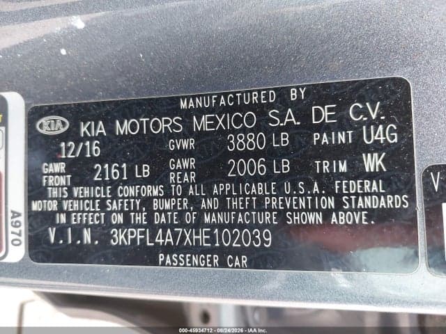 2017 KIA FORTE S 9