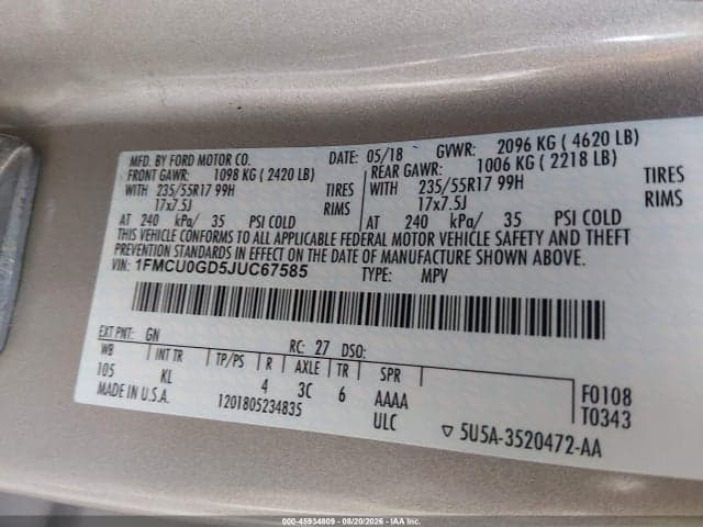 2018 FORD ESCAPE SE 9