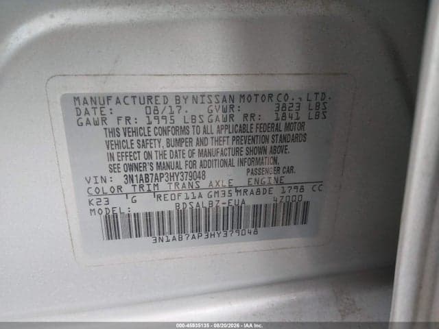2017 NISSAN SENTRA S 9