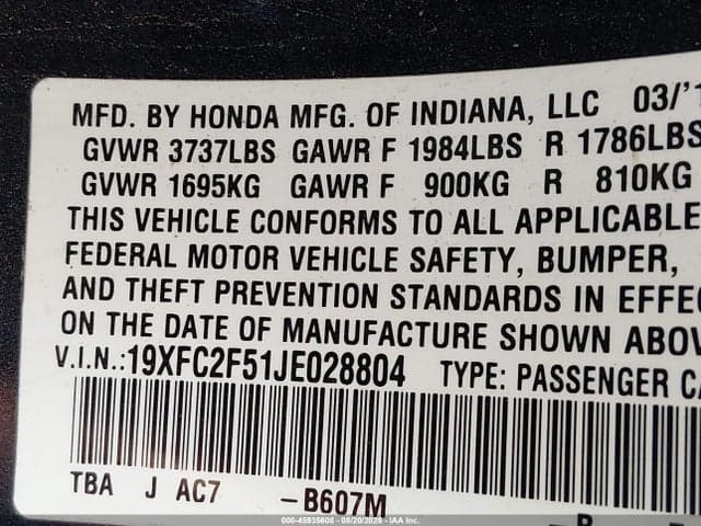 2018 HONDA CIVIC LX 3