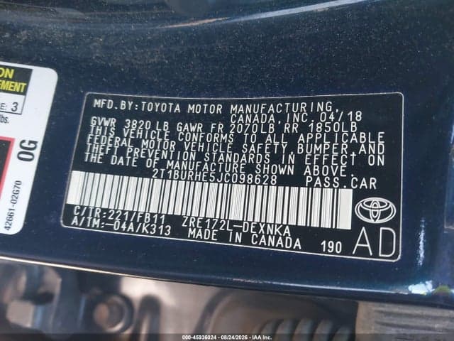 2018 TOYOTA COROLLA LE 9