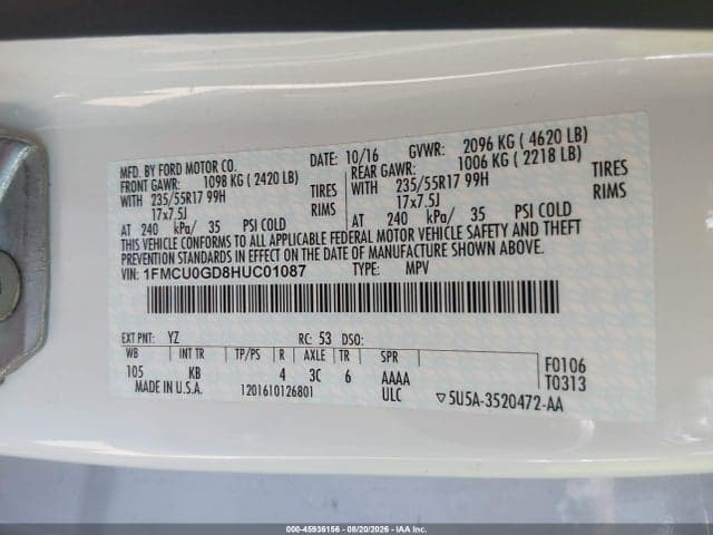 2017 FORD ESCAPE SE 9