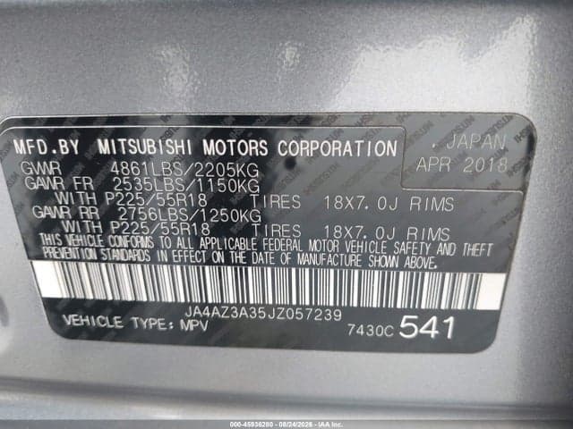 2018 MITSUBISHI OUTLANDER ES 9