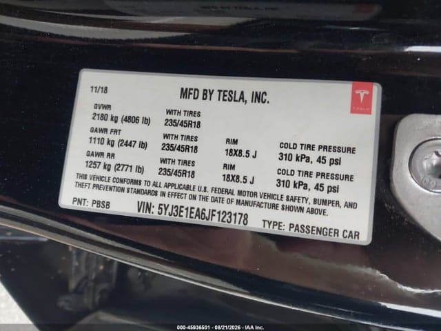 2018 TESLA MODEL 3 LONG RANGE/MID RANGE 9