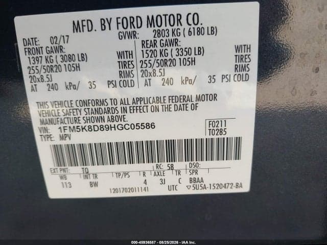 2017 FORD EXPLORER XLT 9