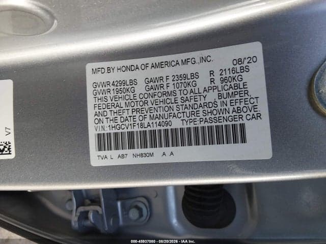2020 HONDA ACCORD LX 9