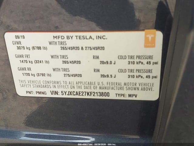 2019 TESLA MODEL X 100D/75D/LONG RANGE 9