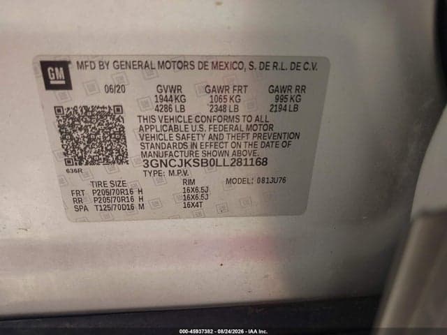 2020 CHEVROLET TRAX FWD LS 9