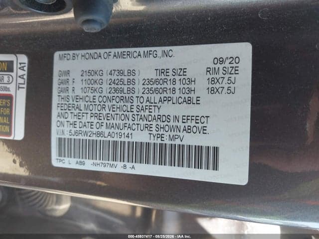 2020 HONDA CR-V AWD EX-L 9