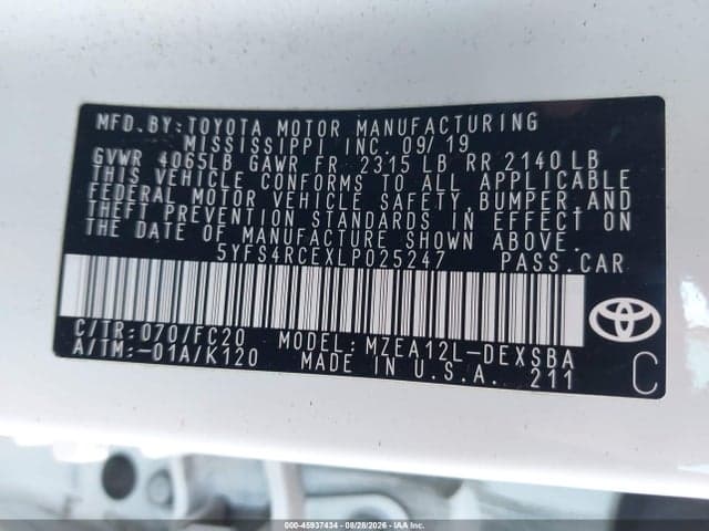 2020 TOYOTA COROLLA SE 9