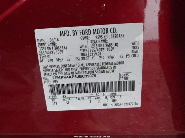 2018 FORD EDGE SPORT 9