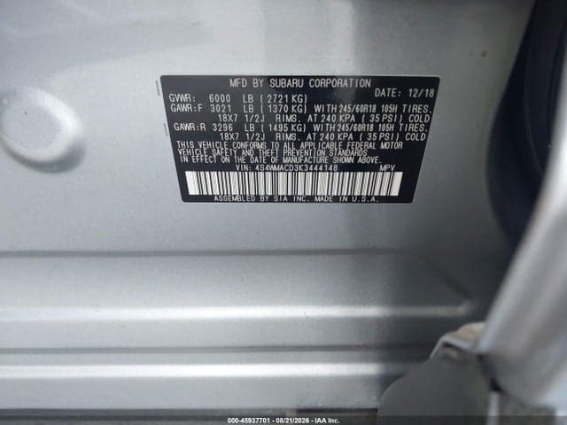 2019 SUBARU ASCENT PREMIUM 9