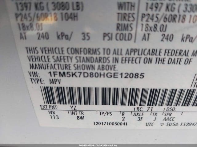 2017 FORD EXPLORER XLT 9