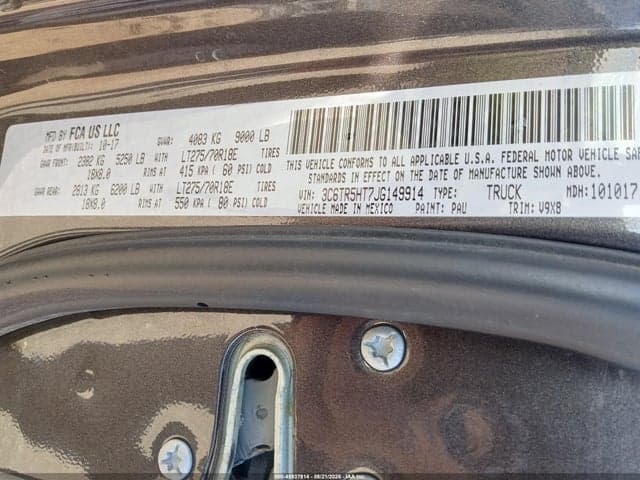2018 RAM 2500 TRADESMAN 4X4 8' BOX 9
