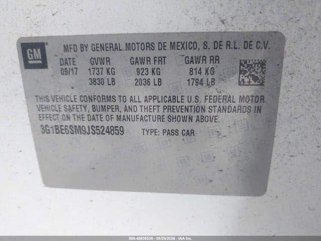 2018 CHEVROLET CRUZE LT AUTO 9