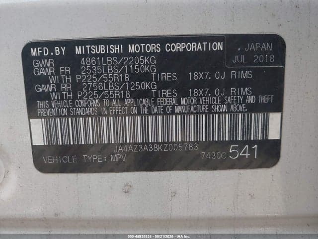 2019 MITSUBISHI OUTLANDER SE 9