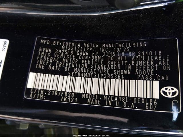 2026 TOYOTA COROLLA LE 9
