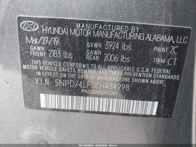 2019 HYUNDAI ELANTRA SE 9