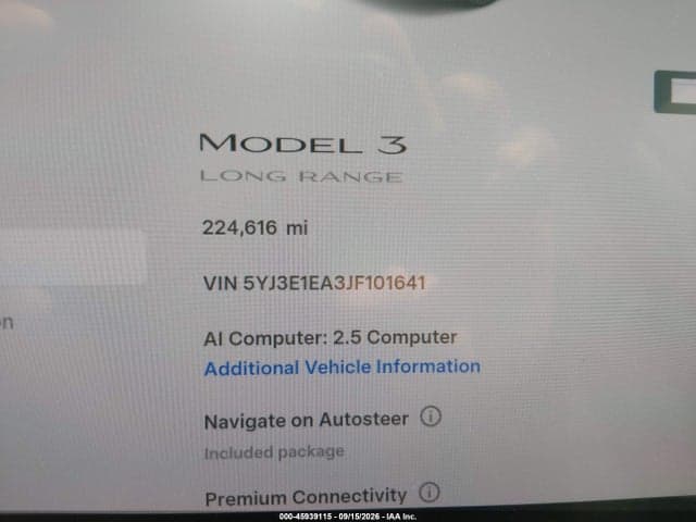 2018 TESLA MODEL 3 LONG RANGE/MID RANGE 15
