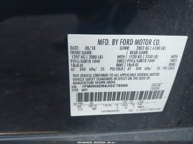 2018 FORD EXPLORER XLT 1