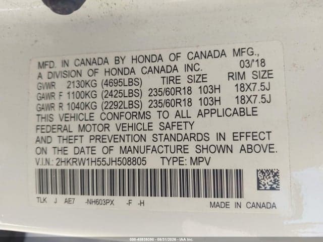 2018 HONDA CR-V EX 9