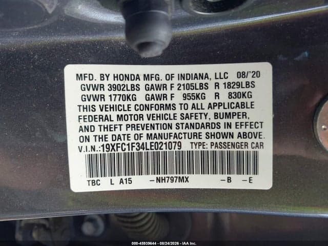 2020 HONDA CIVIC EX 9