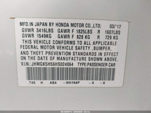 2017 HONDA FIT LX 9