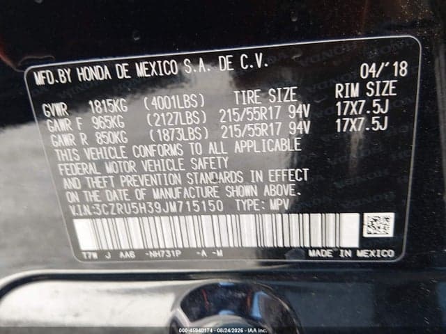 2018 HONDA HR-V LX 9