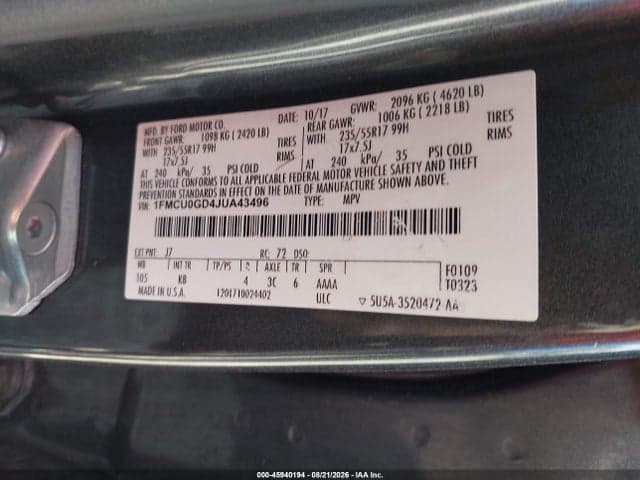 2018 FORD ESCAPE SE 9
