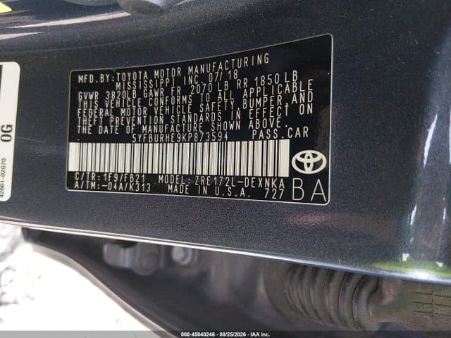 2019 TOYOTA COROLLA LE 9
