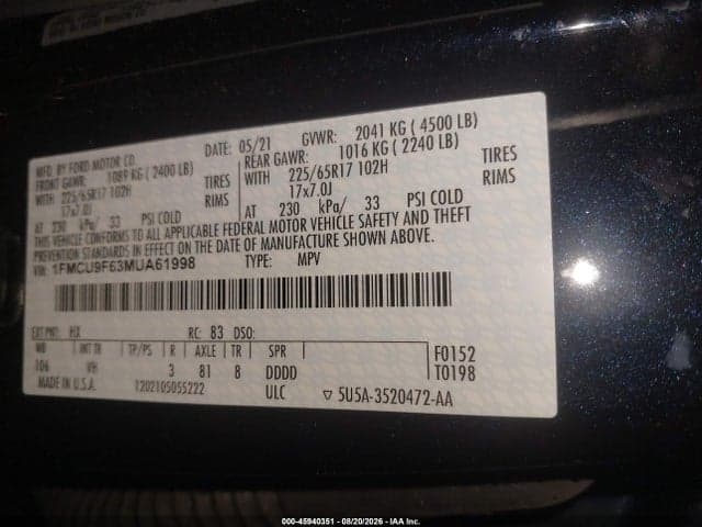 2021 FORD ESCAPE S 9