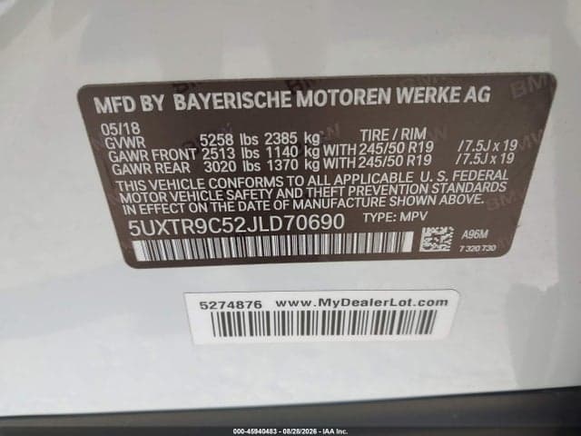 2018 BMW X3 XDRIVE30I 9