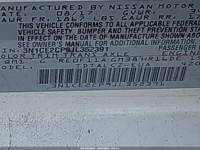 2018 NISSAN VERSA NOTE S 9