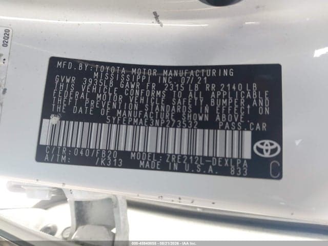 2022 TOYOTA COROLLA LE 9