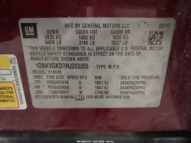 2017 CHEVROLET TRAVERSE LT 9